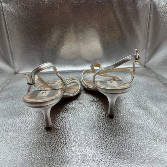 Size EU 35.5 Prada Platinum Gold Womens Leather Strappy Stiletto Heel Sandals - Picture 7 of 9